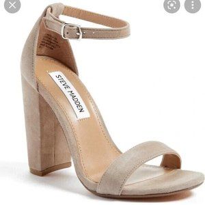 Steve Madden Carrson Block Heel Sandal, Women's Size 10, Taupe Grey Suede